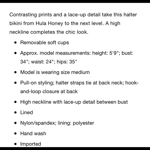 Small NWT Hula Honey Leaf Breeze Bikini Top & Bottoms Lace Up Front High Neck - Picture 9 of 13